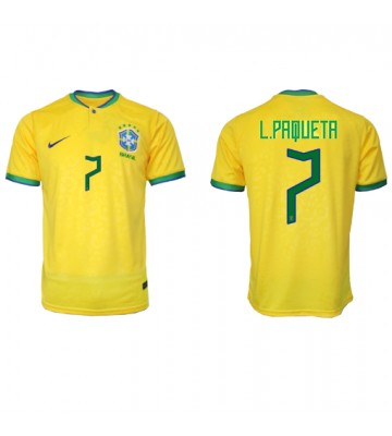Brasil Lucas Paqueta #7 Hjemmedrakt VM 2022 Kortermet